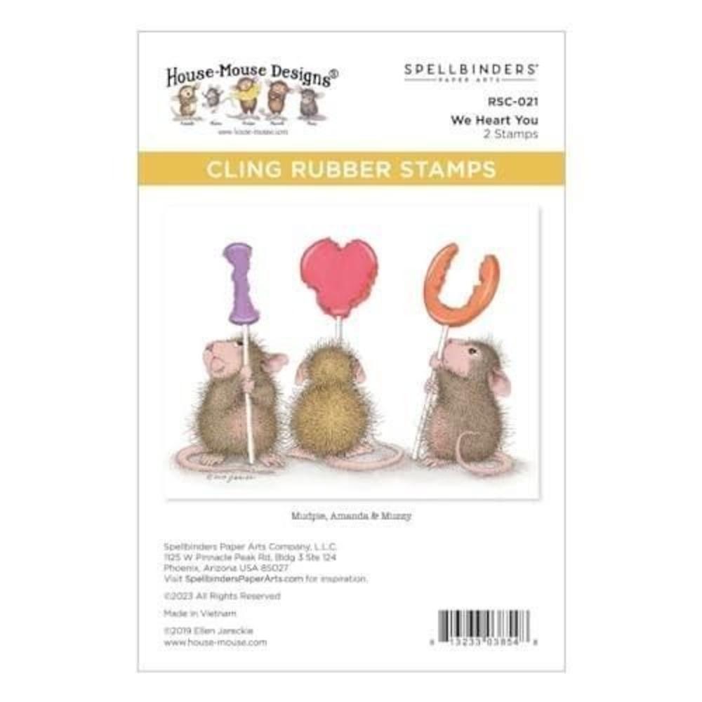 House Mouse Designs We Heart You Cling Rubber Stamps Spellbinders RSC-021 New